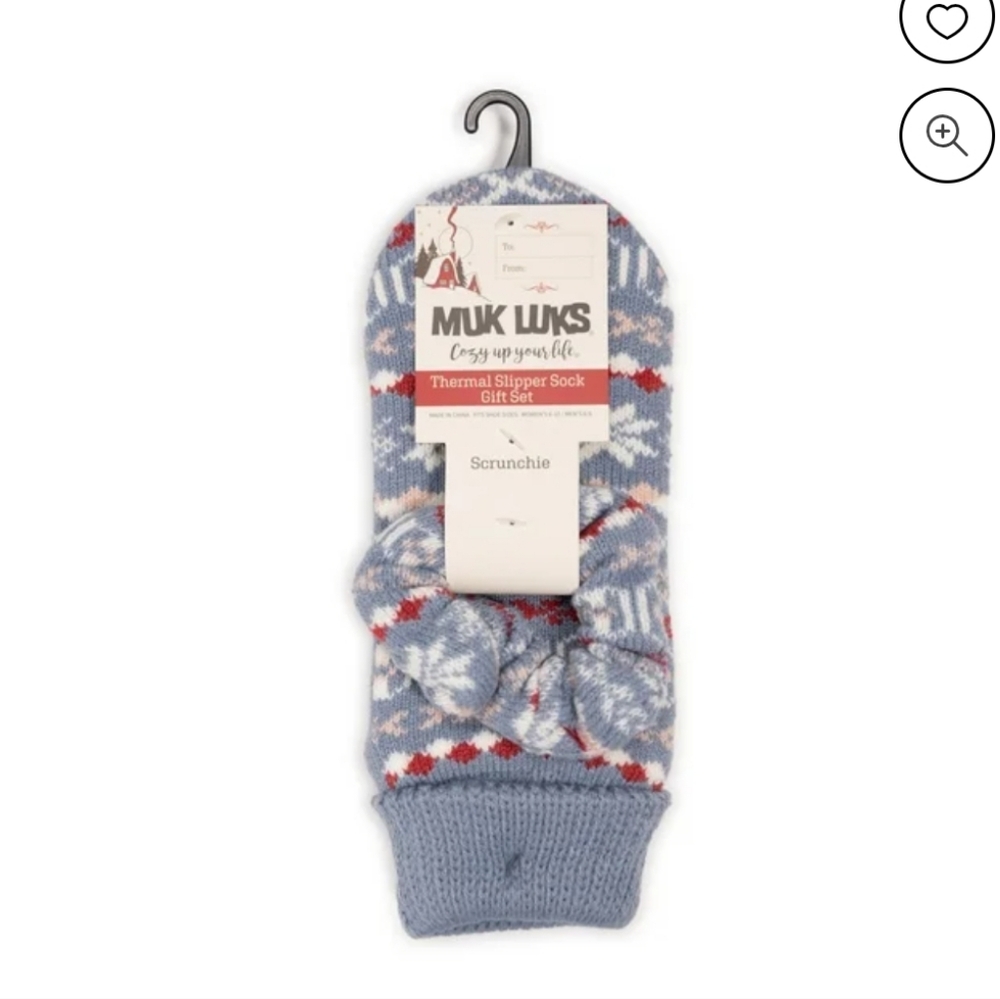 Muk Luks Blue and Red Thermal Slipper Socks